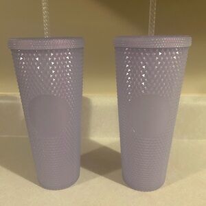 Set of 2 Starbucks 2021 Holiday Icy Lilac Bling Studded Tumblers NWOT